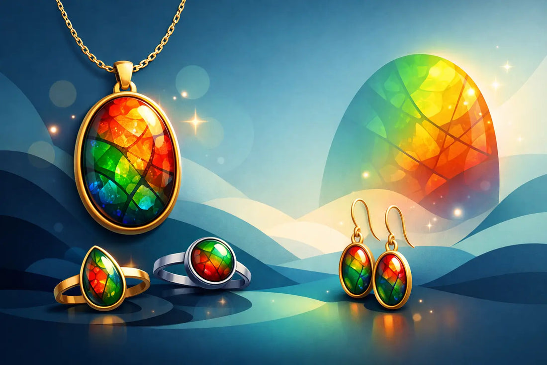 Ammolite Cabochon Jewelry Design That Glows