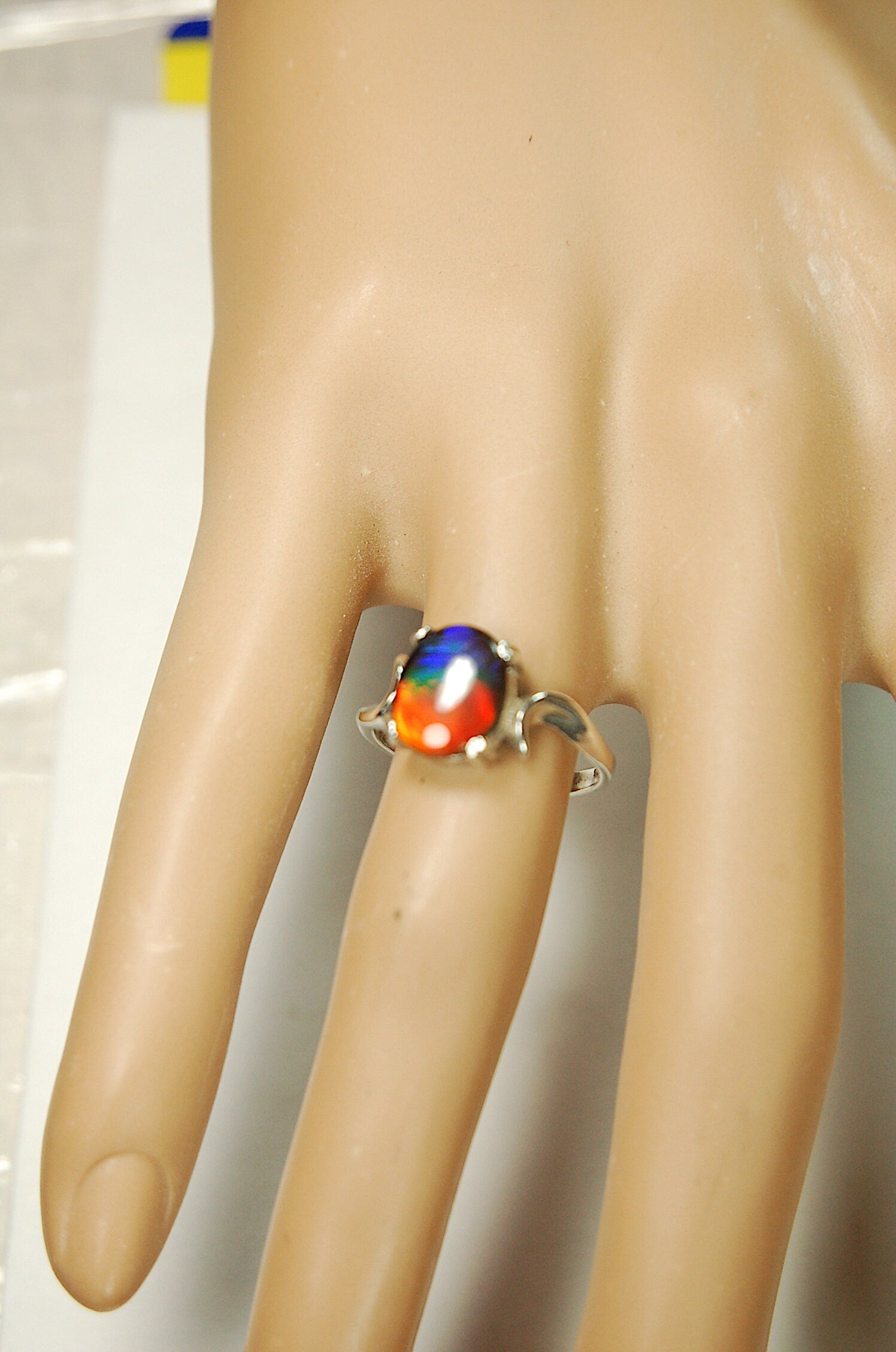Genuine Ammolite Pendant Ring – Canadian Fossil Gemstone – Iridescent Jewelry Gift for Her.High quality Ammolite Jewelry from Canada #012512