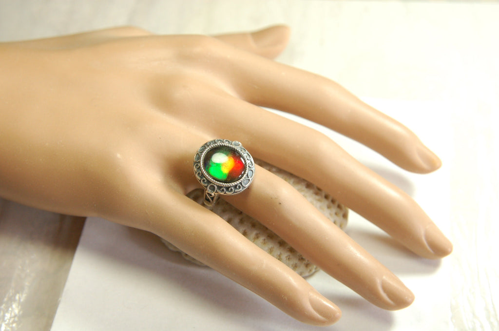 Ammolite Ring.Universal Fit.Tax exempt under CUSMA rules.#021913