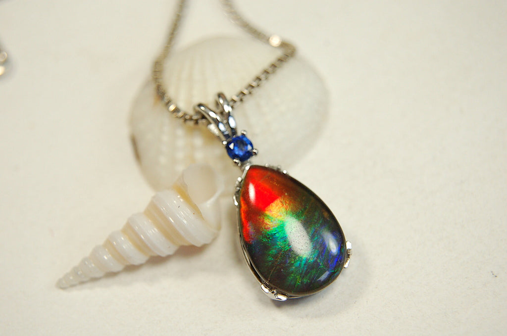 One-of-a-Kind Ammolite Pendant Necklace - Stand out with this Beautiful Ammolite Jewelry Piece!Birthday Gift idea for wife? #051913