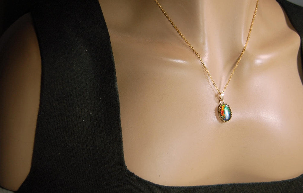 Luxurious Ammolite Pendant in 14k GOLD- A Unique Piece of Natural Beauty.The Perfect Gift for Her..#081710"