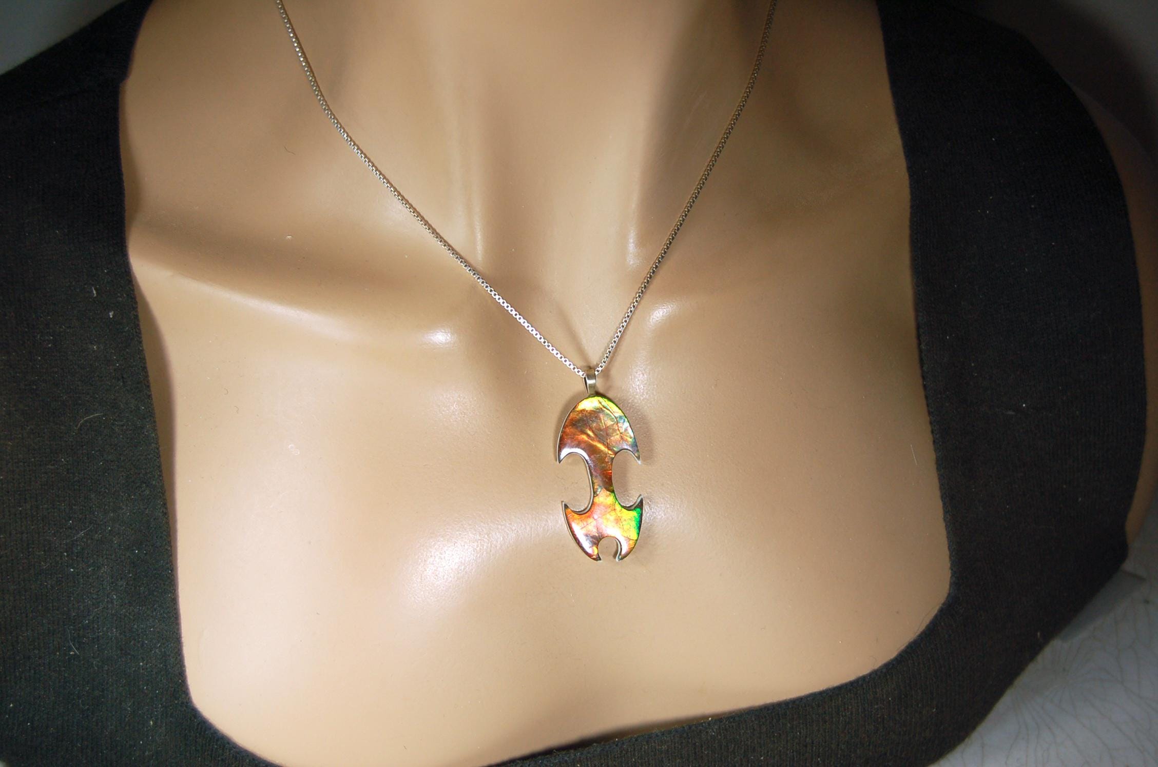 Ammolite.Ammolite pendant.RARE One of a kind item.Gift for wife?Boho Jewelry.Unisex Jewelry.Ammolite Jewelry necklace.MUST see video.050415
