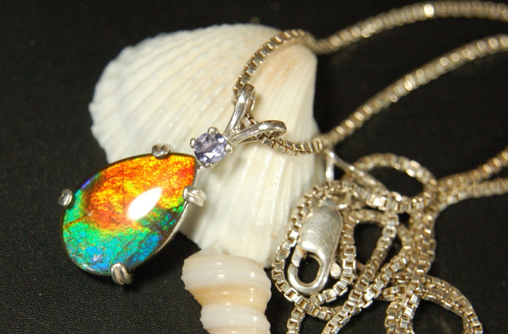 Gorgeous Ammolite Pendant - Unique Jewelry Gift for Her.Quality Ammolite Jewelry from Alberta Canada.#060112