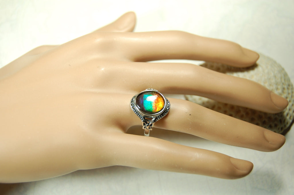 Ammolite Jewelry Ring in your size!Rainbow colors.Lovely gift with big impact.Birthday?Anniversary? 101310