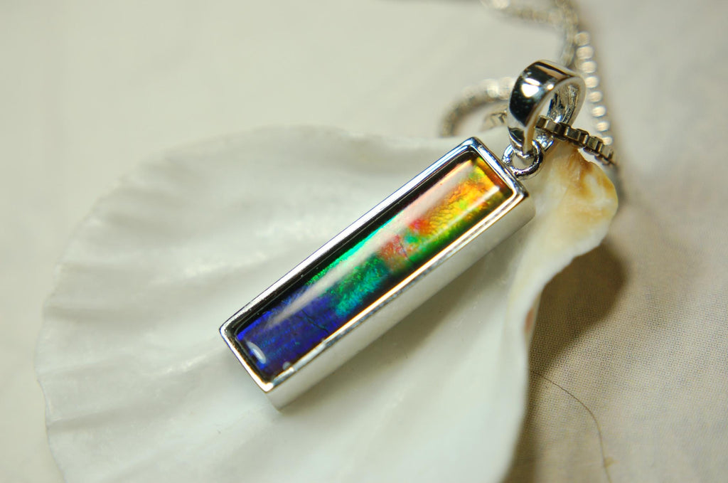 Ammolite.Striking Pendant.A Column Rich Rainbow colors.High quality Ammolite from Alberta Canada.Perfect gift for wife.050815