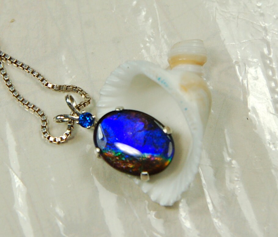 Handcrafted Ammolite Pendant - Exquisite Ammolite Jewelry for a touch of Elegance-- with signed certificate of authenticity.#122020