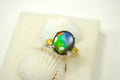 Ammolite Ring.Gift for wife.Learn about Canadas rarest gemstone.Must see video#121611