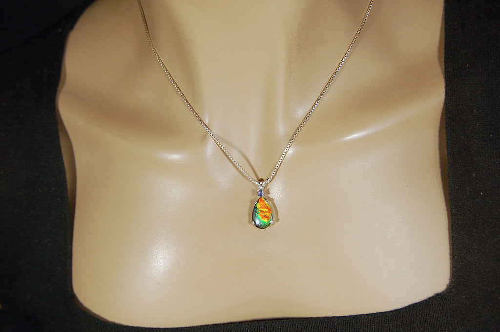 Gorgeous Ammolite Pendant - Unique Jewelry Gift for Her.Quality Ammolite Jewelry from Alberta Canada.#060112