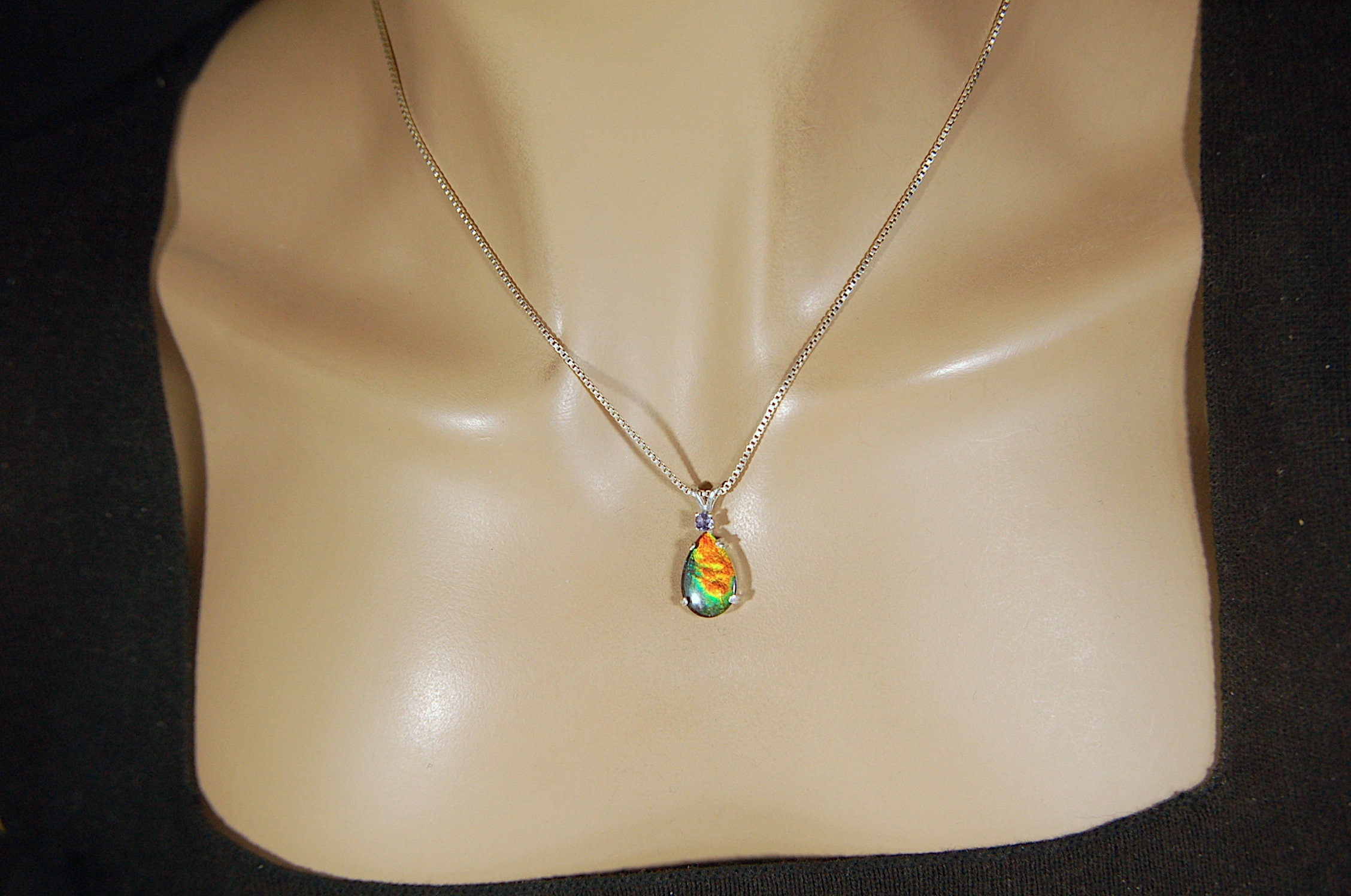 Gorgeous Ammolite Pendant - Unique Jewelry Gift for Her.Quality Ammolite Jewelry from Alberta Canada.#060112