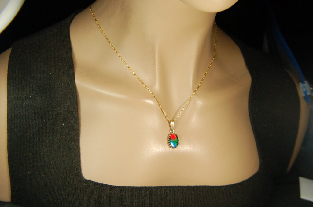 Ammolite Pendant in 14k Gold.Lovely rainbow colors.#111510