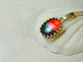 Ammolite Pendant Necklace in 14k Gold.High quality gem with brilliant colors.121229