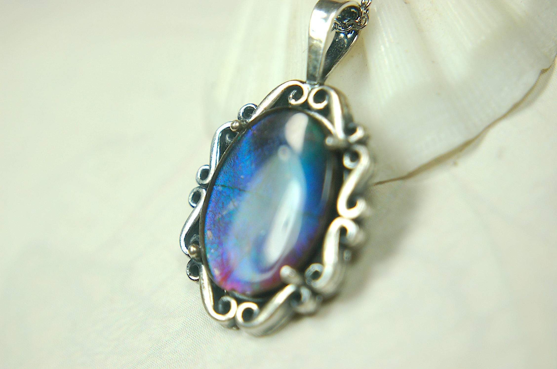 Ammolite pendant in blue/green colors.Color changing gemstone.Gift for wife.Metaphysical gemstones.Organic gems.MUST See video.072615