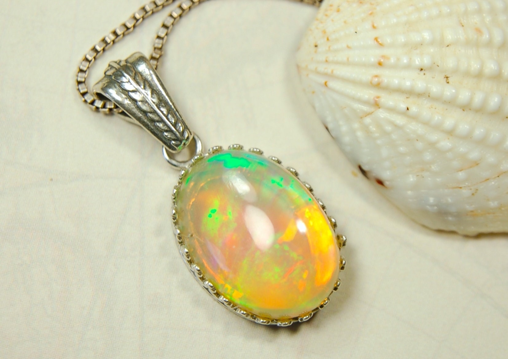 Eye-Catching Opal Pendant - Elevate your Look with this Stunning Opal Jewelry!"Perfect gift for her.MUST See video for Rolling Colors.053114