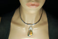 Ammolite Pendant Necklace.Natural very colorful cabochon magnificently set #030411