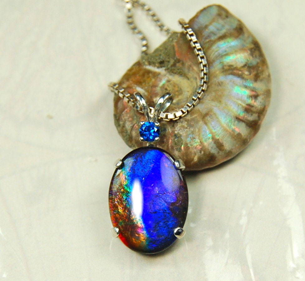 Handcrafted Ammolite Pendant - Exquisite Ammolite Jewelry for a touch of Elegance-- with signed certificate of authenticity.#122020
