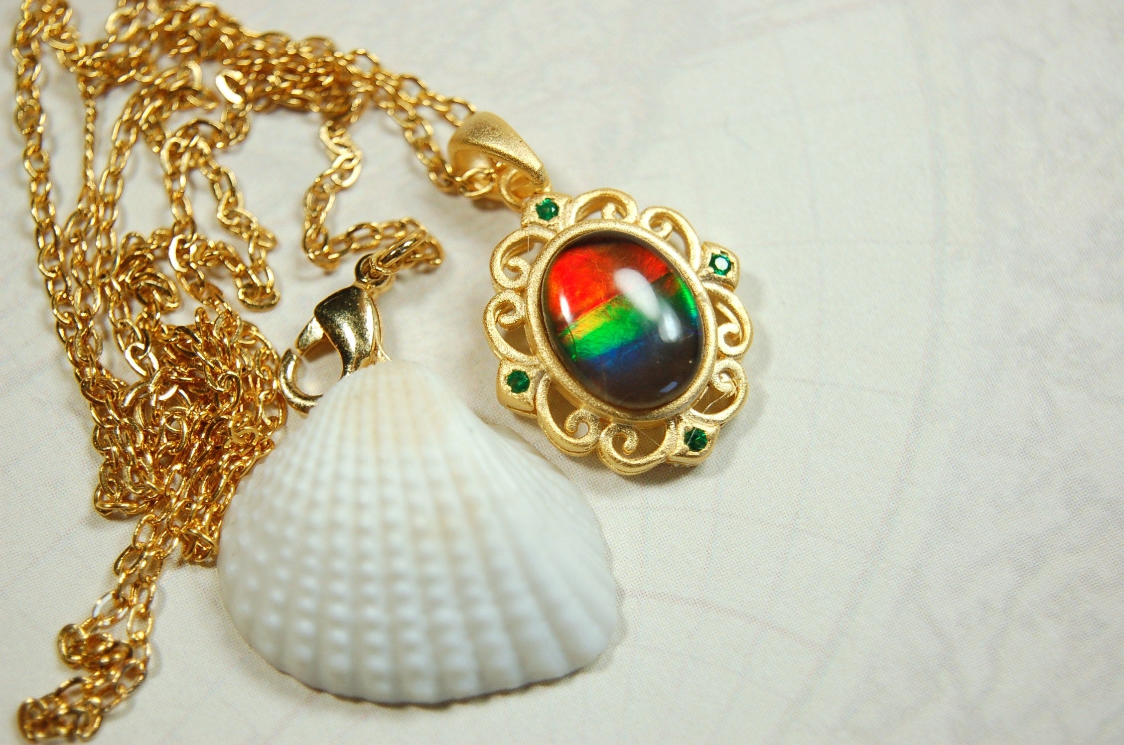 Eye-Catching Ammolite Pendant - Elevate your Look with this Stunning Ammolite Jewelry!Thoughtful gift?.052714