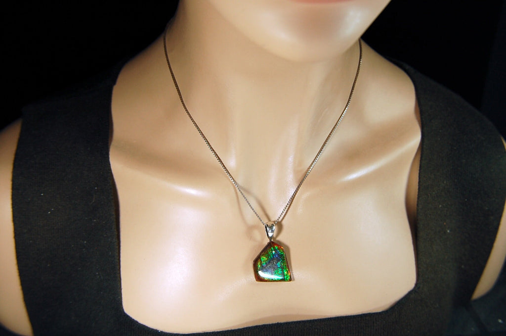 Ammolite Pendant Jewelry.All natural cabochon gemstones with bright rich colors.071814