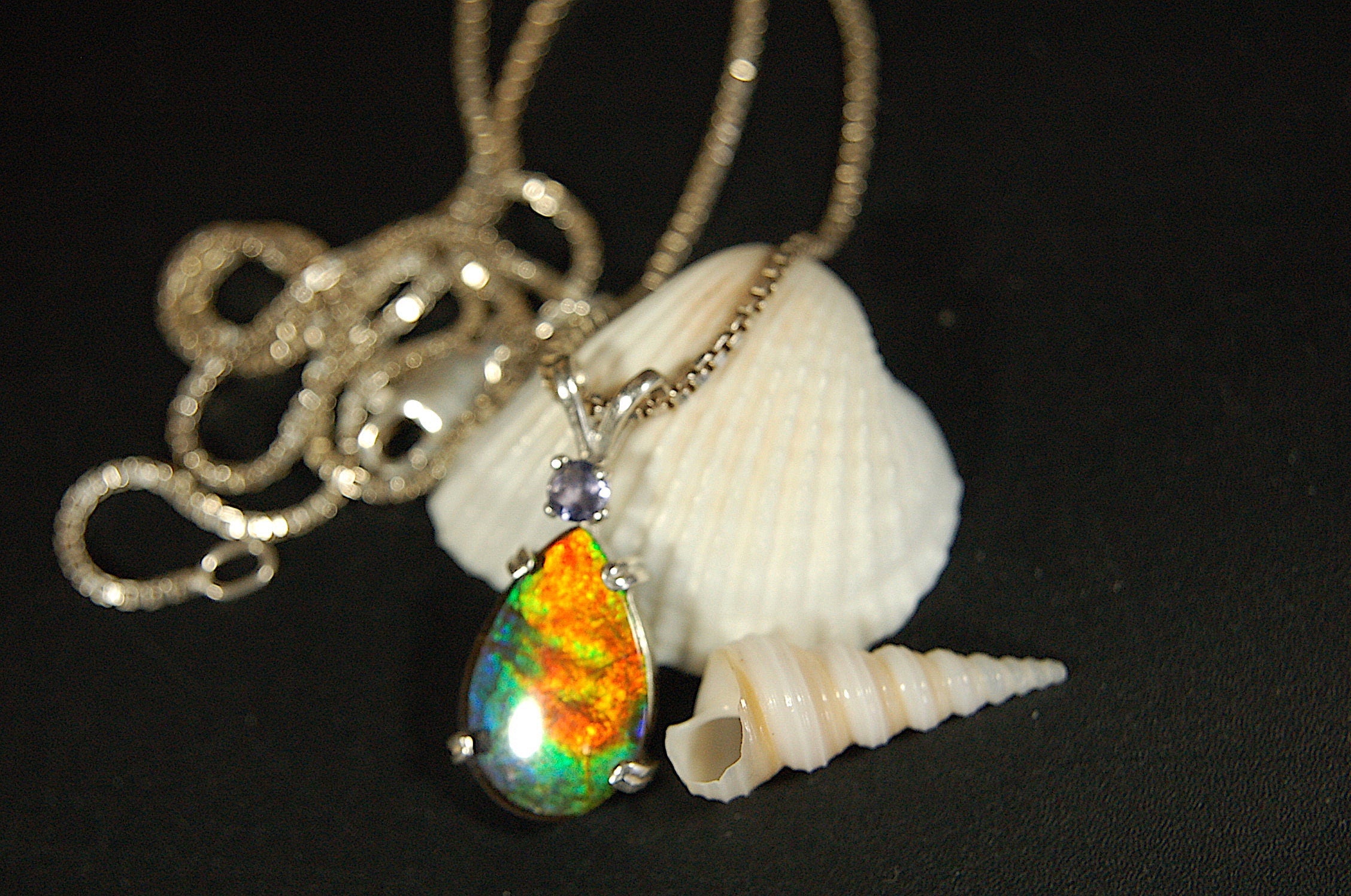 Gorgeous Ammolite Pendant - Unique Jewelry Gift for Her.Quality Ammolite Jewelry from Alberta Canada.#060112