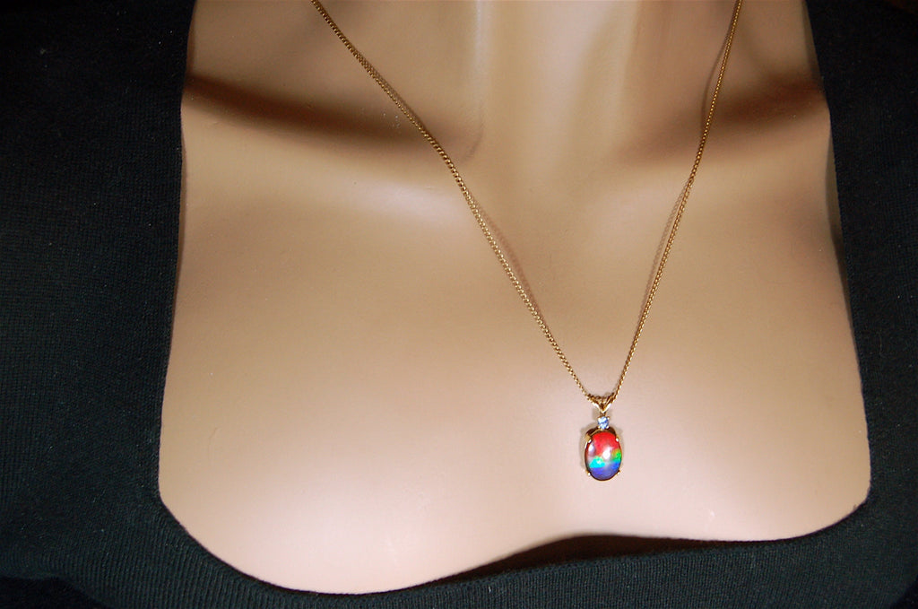 Ammolite Pendant necklace in solid 10k Gold.Mothers day gift she will treasure.High quality Richly colored ammolite gemstone.031729