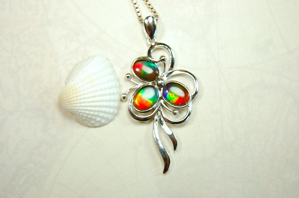 Stunning Ammolite Pendant - Gorgeous color and unique design!Perfect gift for wife or daughter.Anniversary gift? .081414