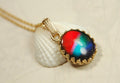 Ammolite Pendant.Solid 14k gold.Brilliant colors. #20113