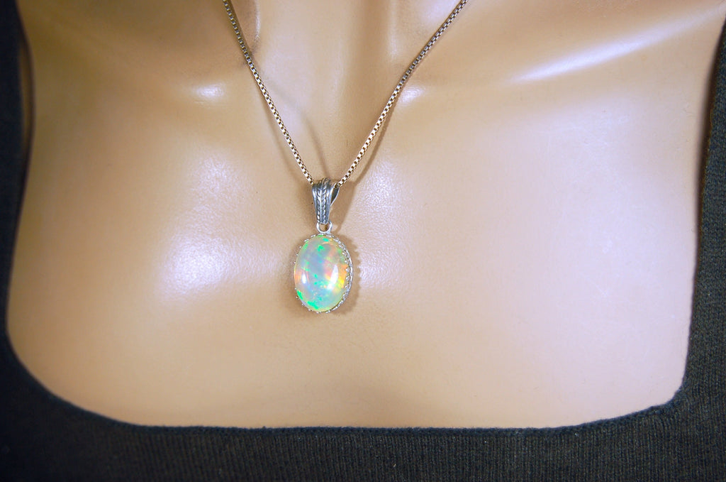Eye-Catching Opal Pendant - Elevate your Look with this Stunning Opal Jewelry!"Perfect gift for her.MUST See video for Rolling Colors.053114