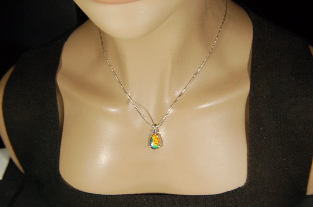 Gorgeous Ammolite Pendant - Unique Jewelry Gift for Her.Quality Ammolite Jewelry from Alberta Canada.#060112