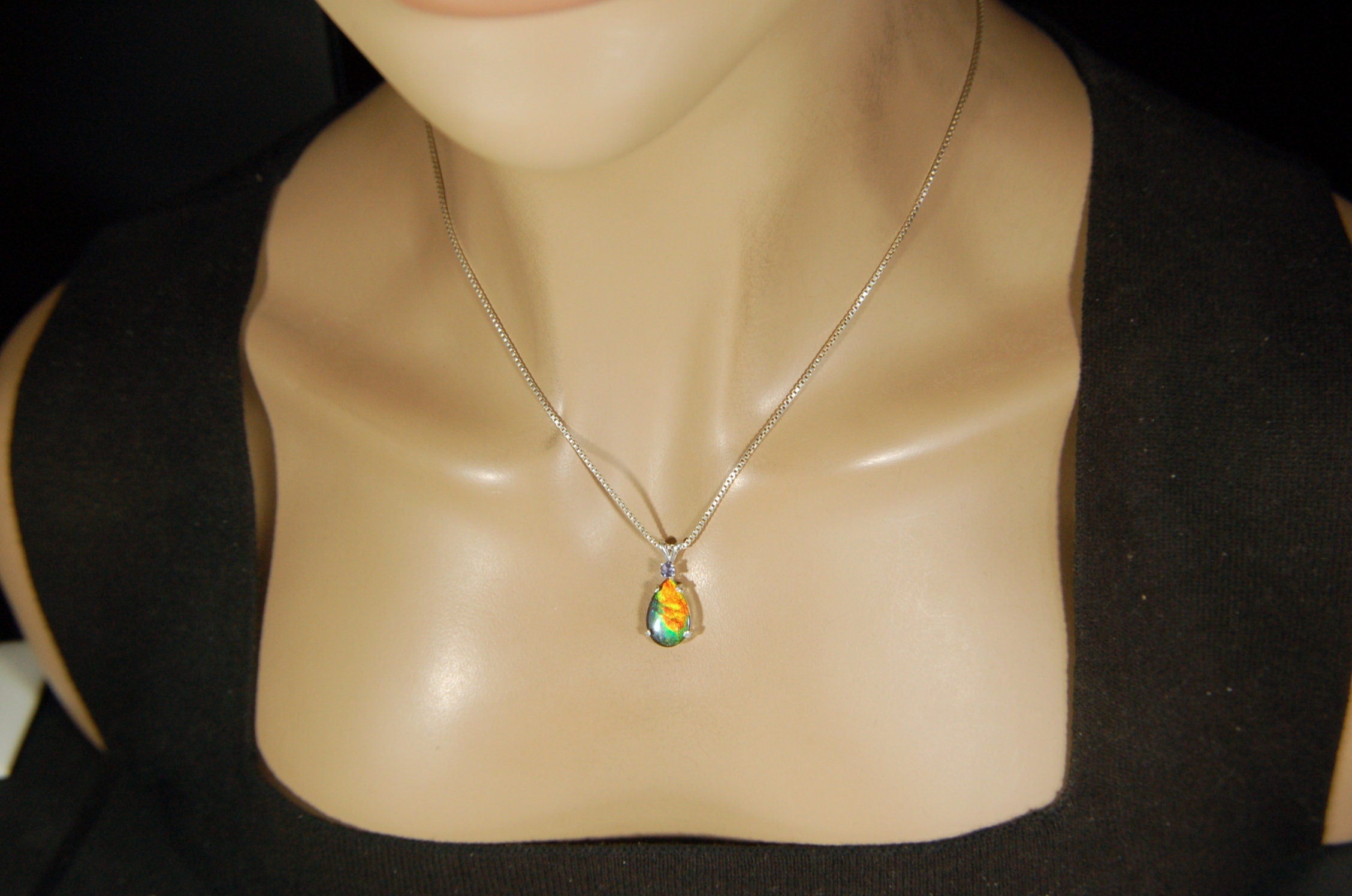 Gorgeous Ammolite Pendant - Unique Jewelry Gift for Her.Quality Ammolite Jewelry from Alberta Canada.#060112