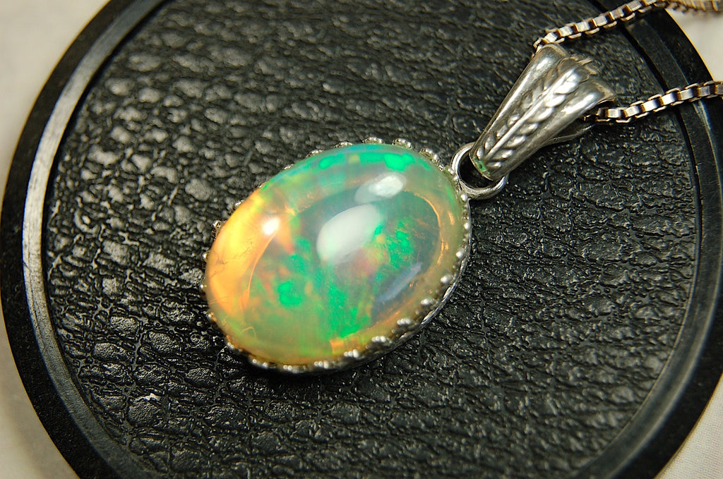 Eye-Catching Opal Pendant - Elevate your Look with this Stunning Opal Jewelry!"Perfect gift for her.MUST See video for Rolling Colors.053114
