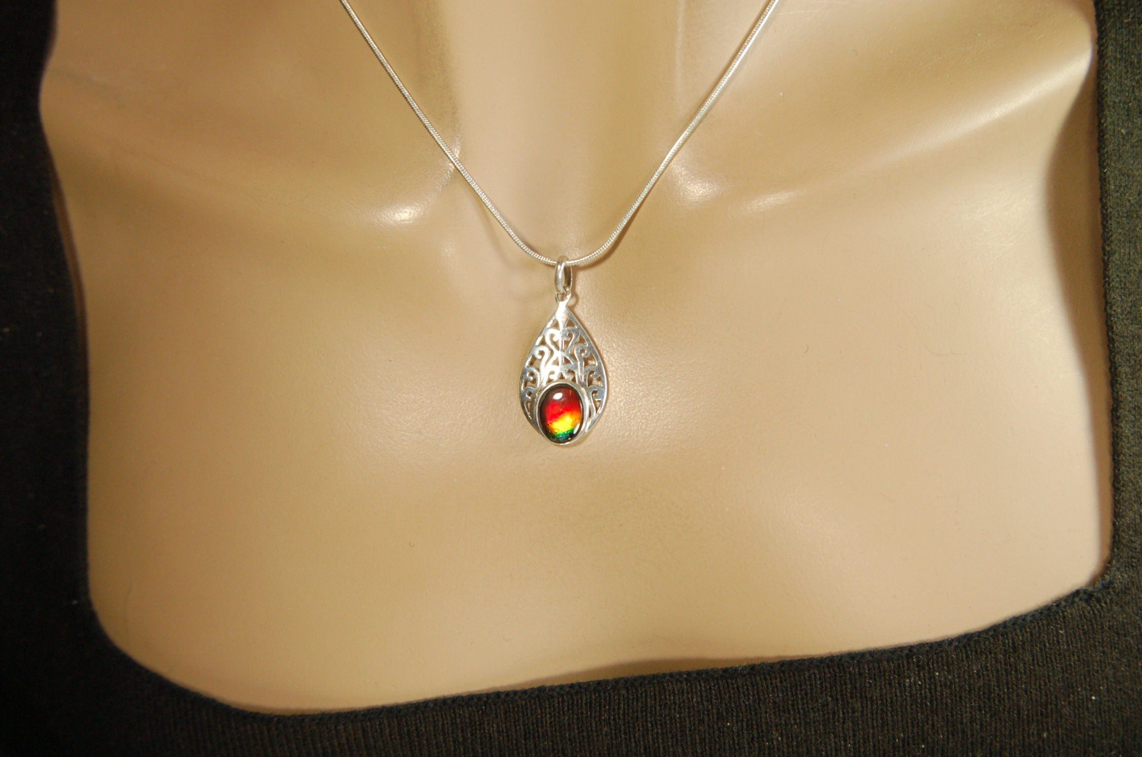 Ammolite pendant.GENUINE Ammolite Jewelry- Eye-Catching Ammolite Jewelry for a Standout Style.Best gift for her.#041613