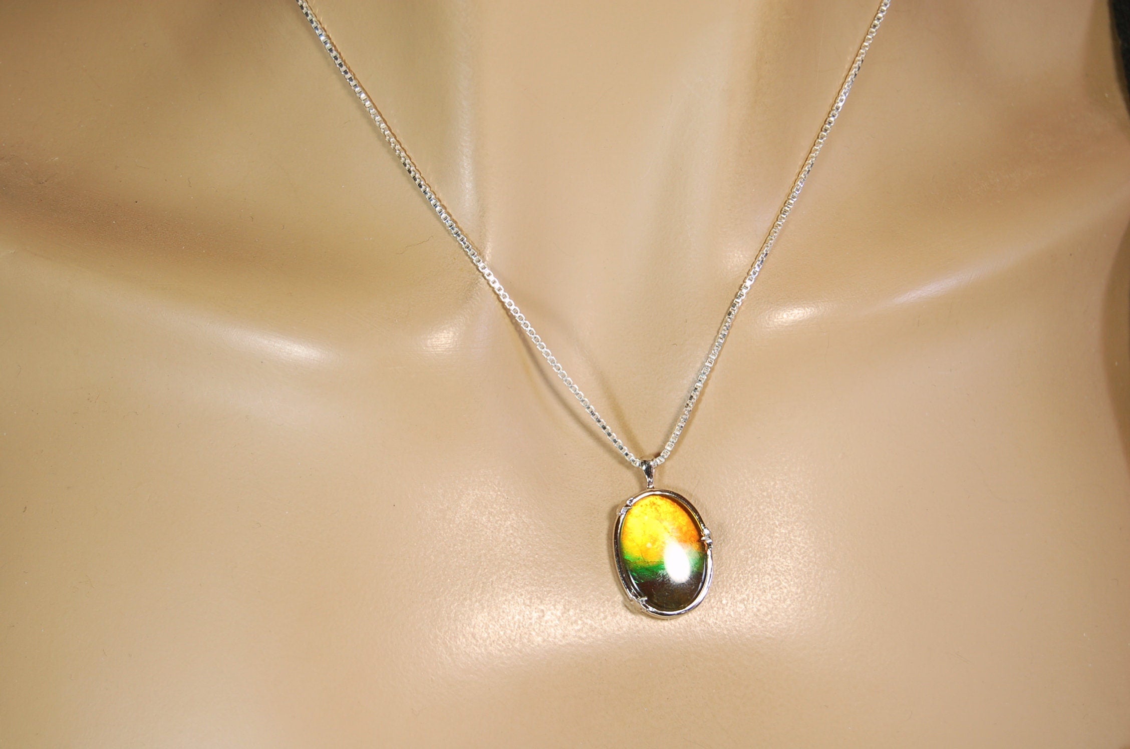 Eye-Catching Ammolite Pendant - Elevate your Look with this Stunning Ammolite Jewelry! Perfect Birthday gift for wife.#100411