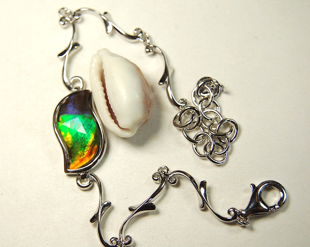 Ammolite Bracelet.Non allergenic Sterling/Rhodium - Gorgeous Ammolite Jewelry Accessory for a Pop of Color! Perfect gift for her #091513