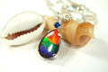 Genuine Canadian Ammolite Pendant – Iridescent Fossil Gemstone Necklace – Statement Jewelry -Gift for wife #012212