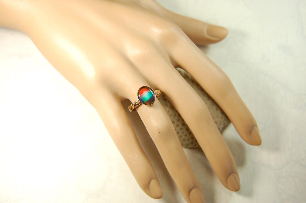 Captivating Ammolite Ring in 14k Gold fill size 7.RARE pink among colors.Birthday gift for wife?MUST see video.081614