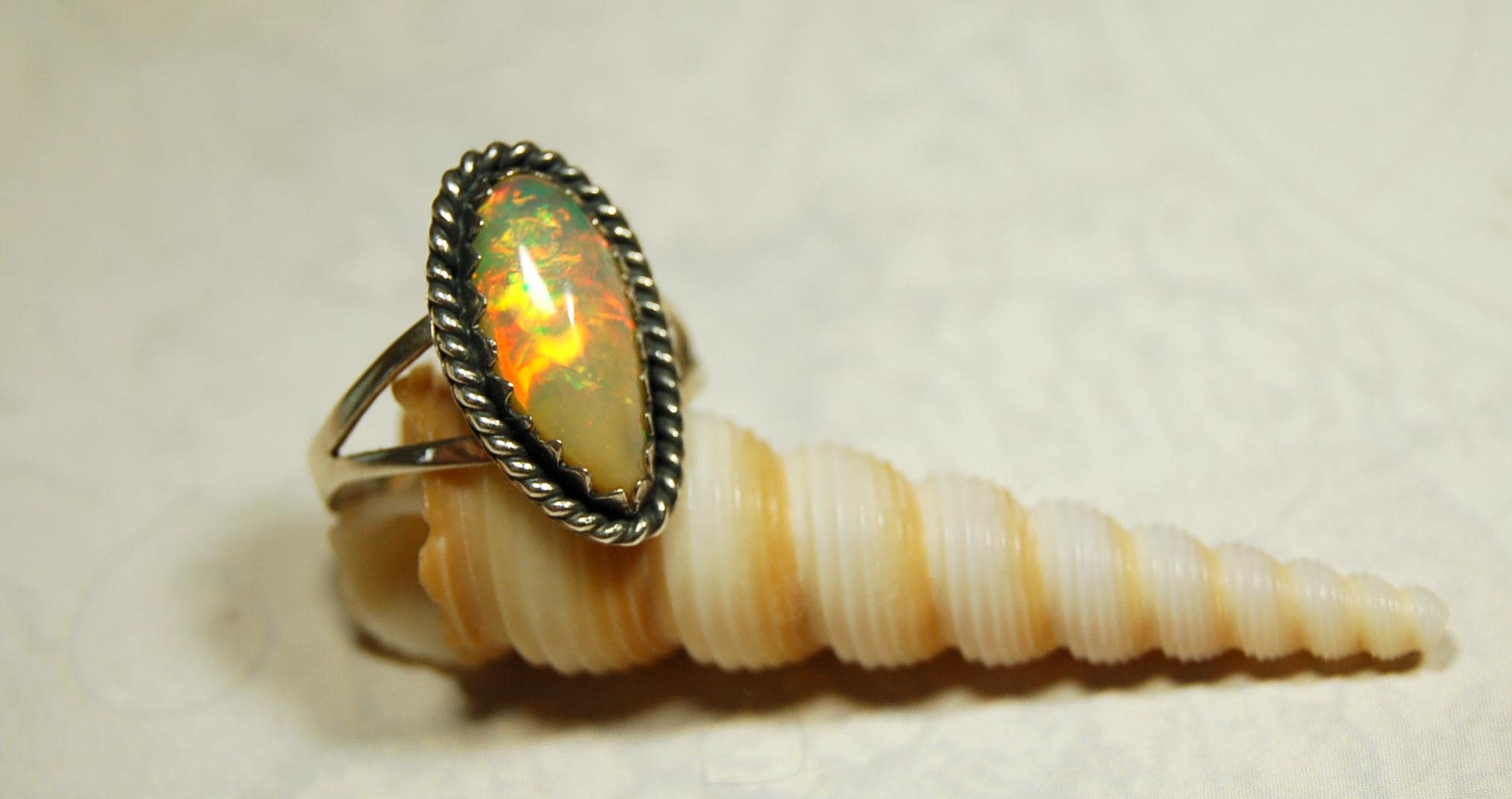 Genuine untreated natural opal ring handmade.Fiery colors.One of a kind.Size 7.Gift for wife? 040316