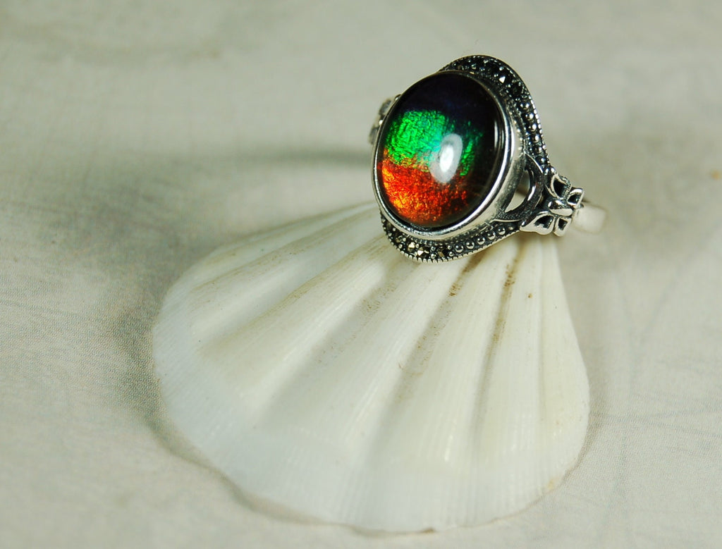 Ammolite Jewelry Ring in your size!Rainbow colors.Lovely gift with big impact.Birthday?Anniversary? 101310