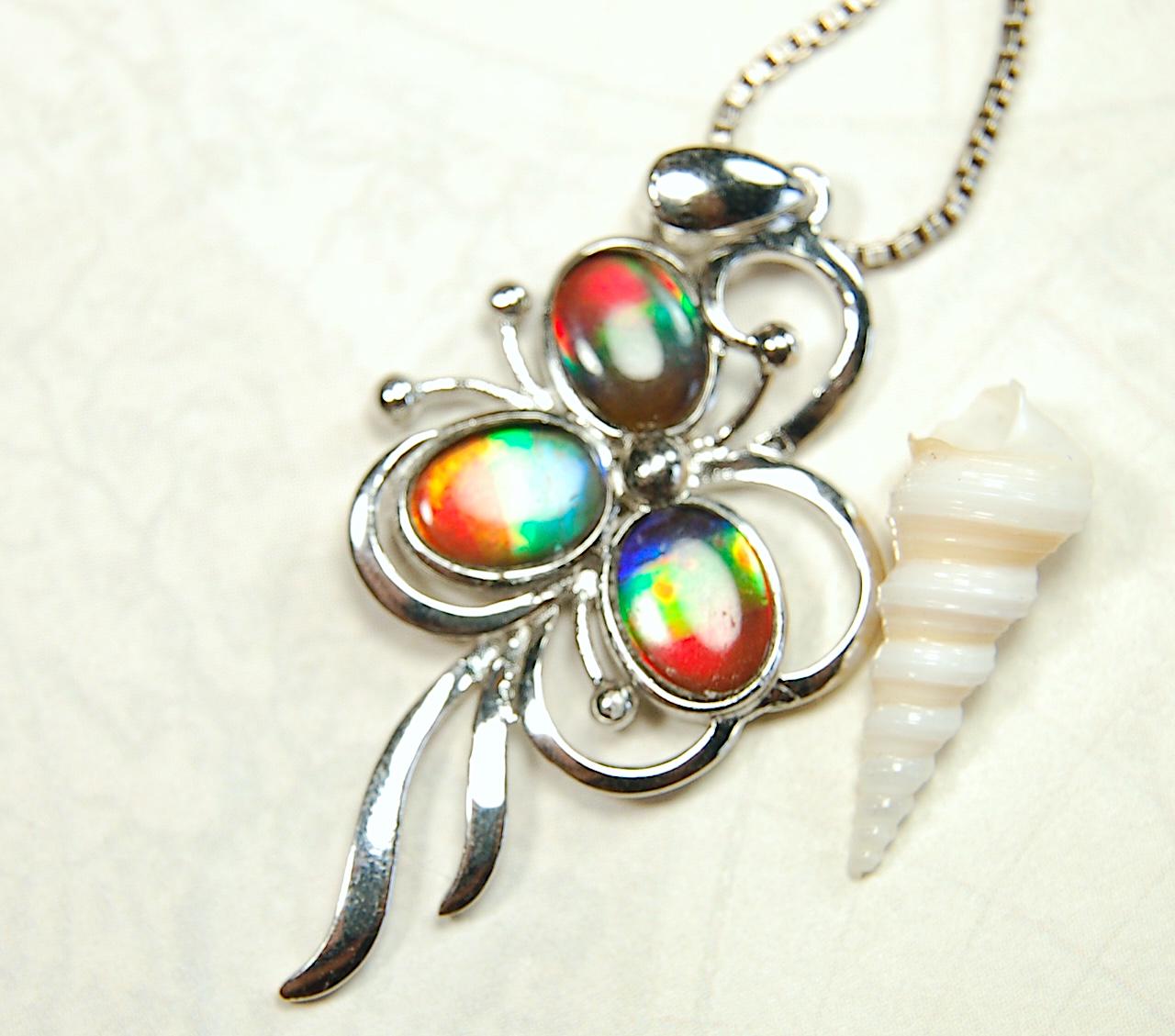 Stunning Ammolite Pendant - Gorgeous color and unique design!Perfect gift for wife or daughter.Anniversary gift? .081414