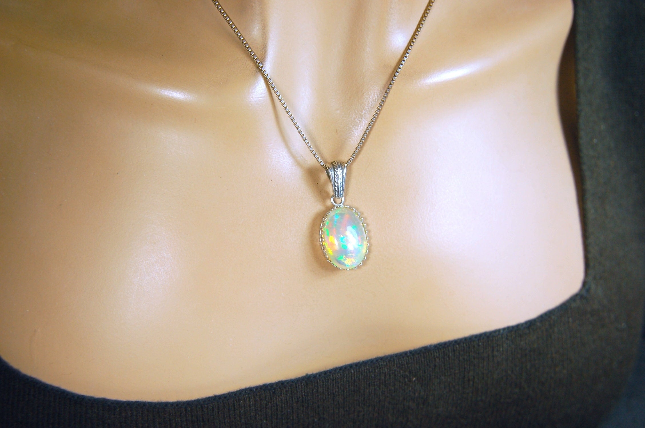 Eye-Catching Opal Pendant - Elevate your Look with this Stunning Opal Jewelry!"Perfect gift for her.MUST See video for Rolling Colors.053114