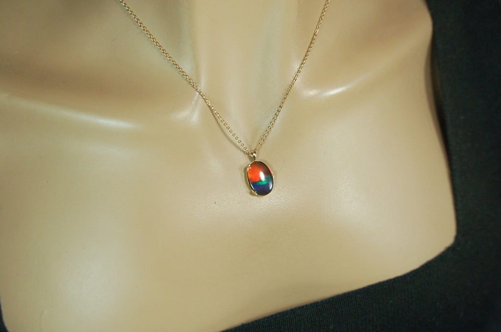 Ammolite Pendant in 14k Gold.Rich rainbow colors.Anniversary gift idea for wife. See details, images and video below.#121311
