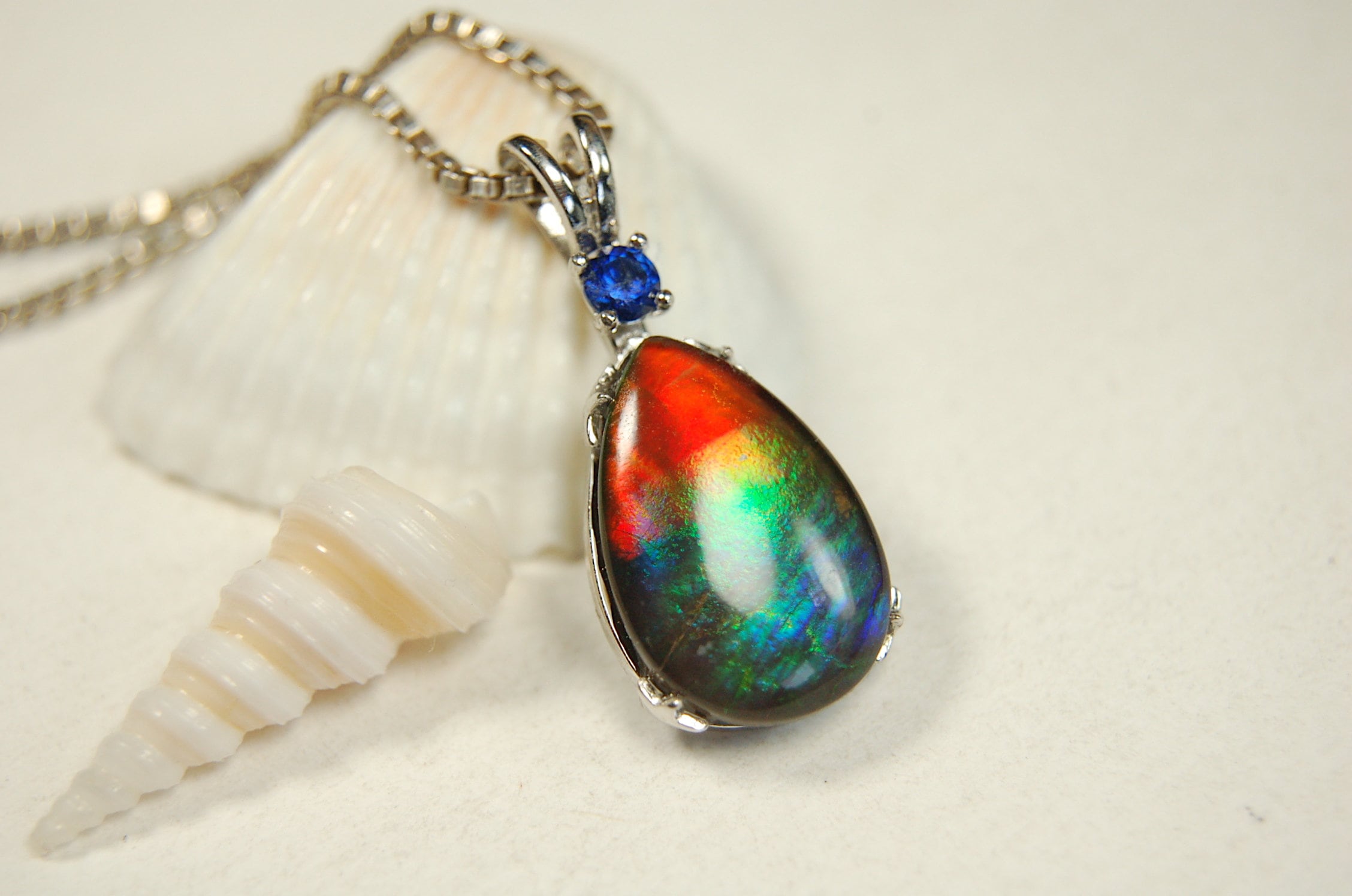 One-of-a-Kind Ammolite Pendant Necklace - Stand out with this Beautiful Ammolite Jewelry Piece!Birthday Gift idea for wife? #051913