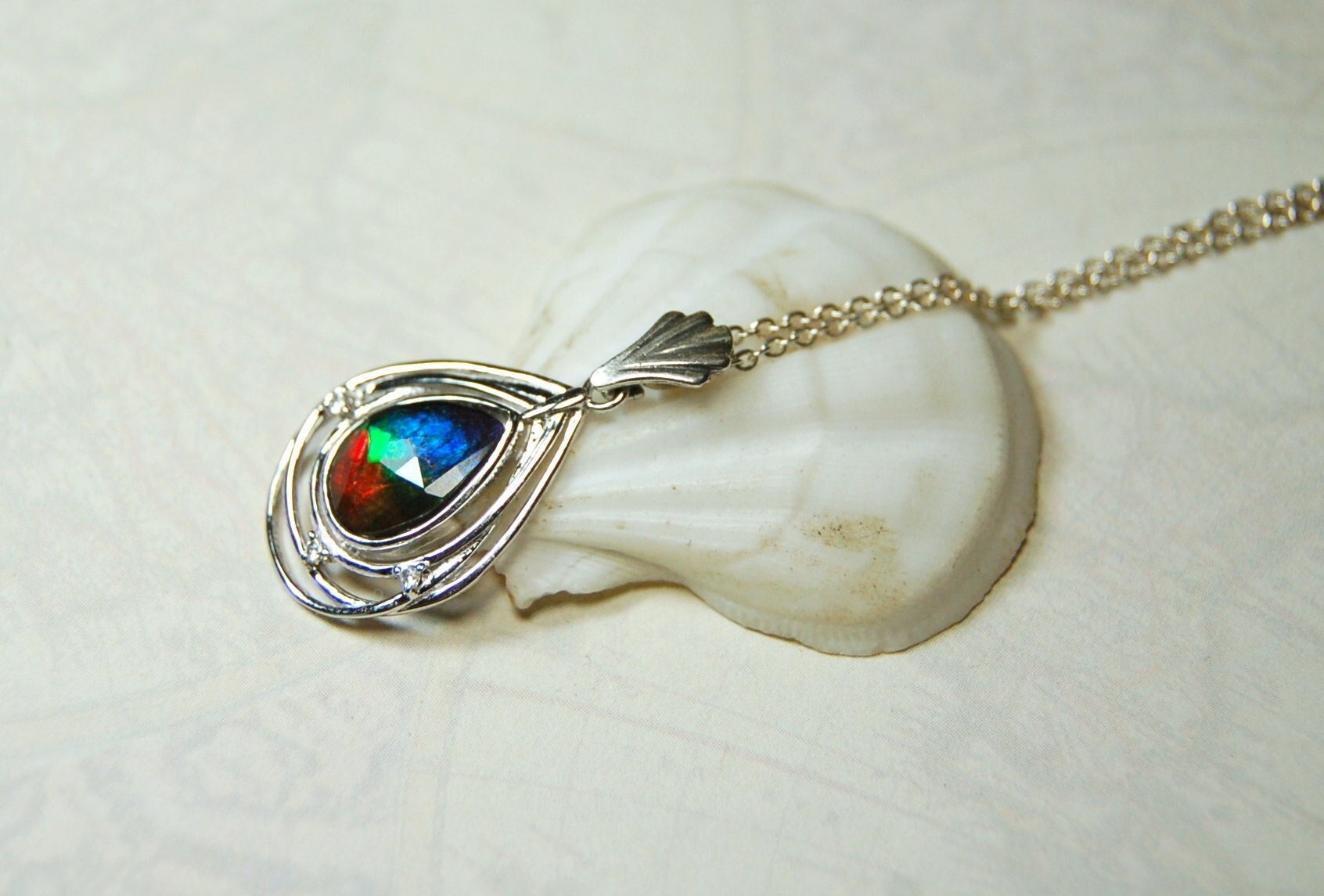 Ammolite Pendant.Anniversary or birthday gift idea for wife.082819