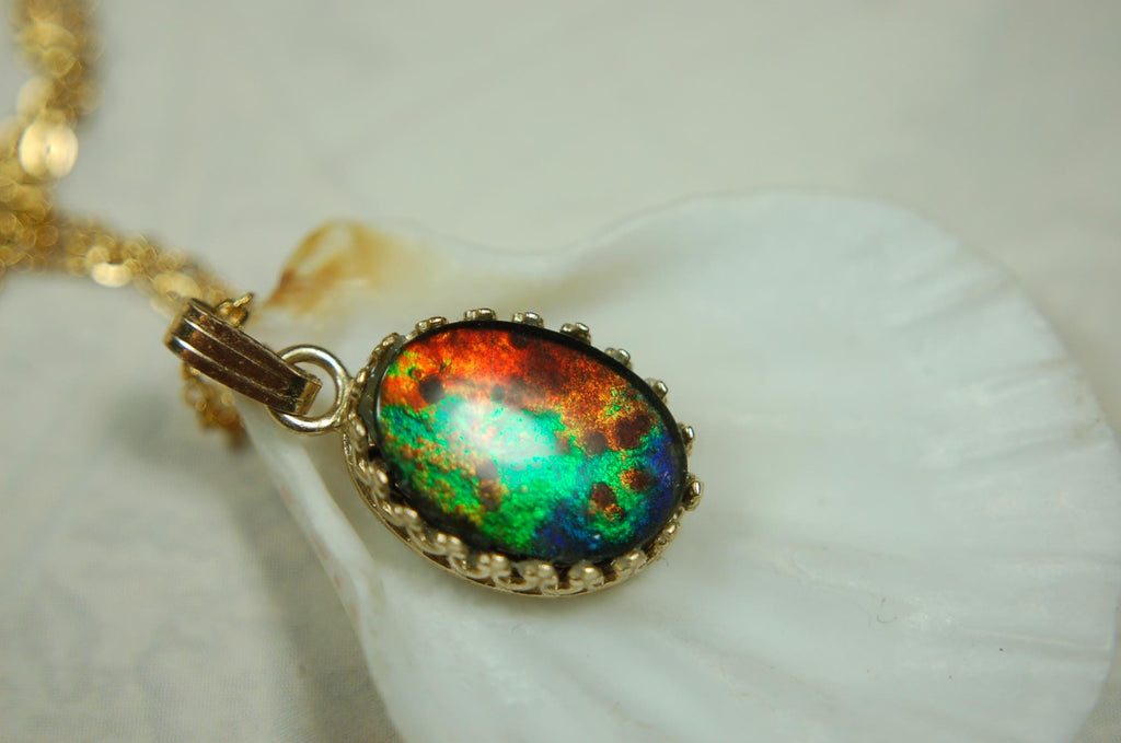 Luxurious Ammolite Pendant in 14k GOLD- A Unique Piece of Natural Beauty.The Perfect Gift for Her..#081710"