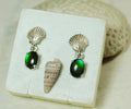 Ammolite Earrings.Brilliant green gems Ammolite jewelry.Details below.