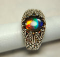 Ammolite Men's Ring with powerful colors. Size 11.--#080314
