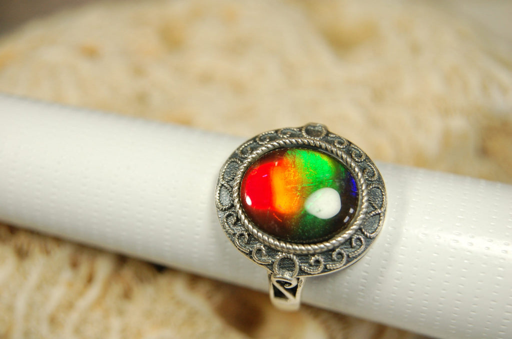 Ammolite Ring.Universal Fit.Tax exempt under CUSMA rules.#021913