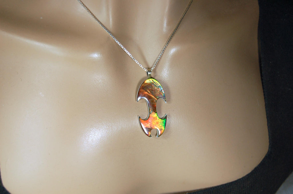 Ammolite.Ammolite pendant.RARE One of a kind item.Gift for wife?Boho Jewelry.Unisex Jewelry.Ammolite Jewelry necklace.MUST see video.050415