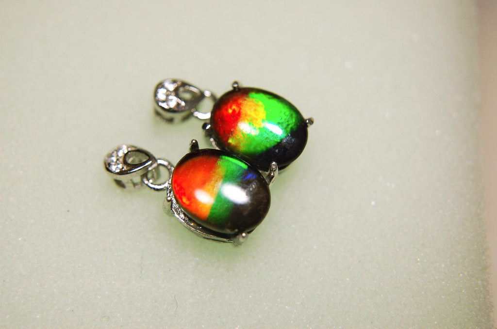 Ammolite Dangle Drop Earrings.Rare 4 color gems.Very showy.Birthday Anniversary Gift?.030616