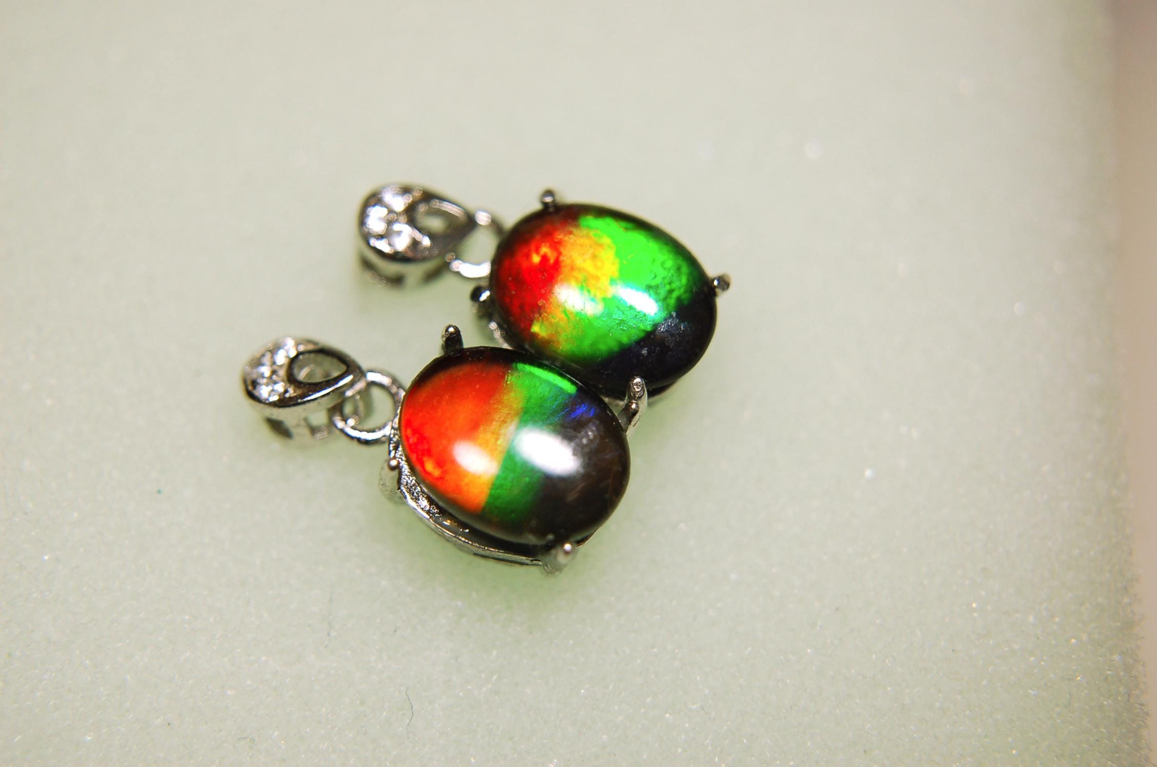 Ammolite Dangle Drop Earrings.Rare 4 color gems.Very showy.Birthday Anniversary Gift?.030616