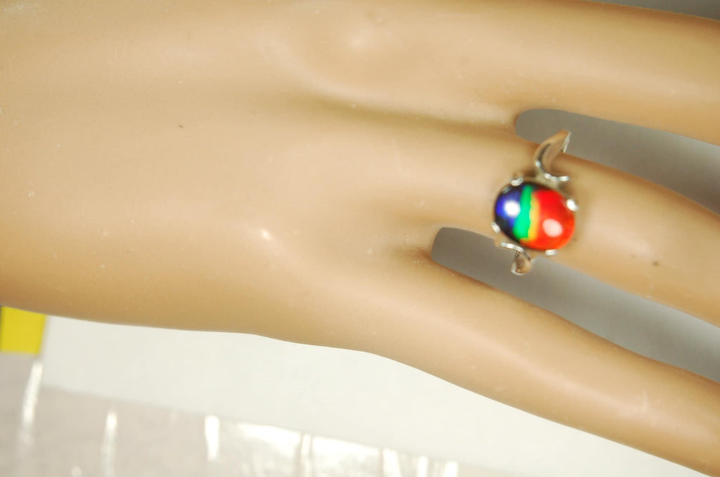 Genuine Ammolite Pendant Ring – Canadian Fossil Gemstone – Iridescent Jewelry Gift for Her.High quality Ammolite Jewelry from Canada #012512