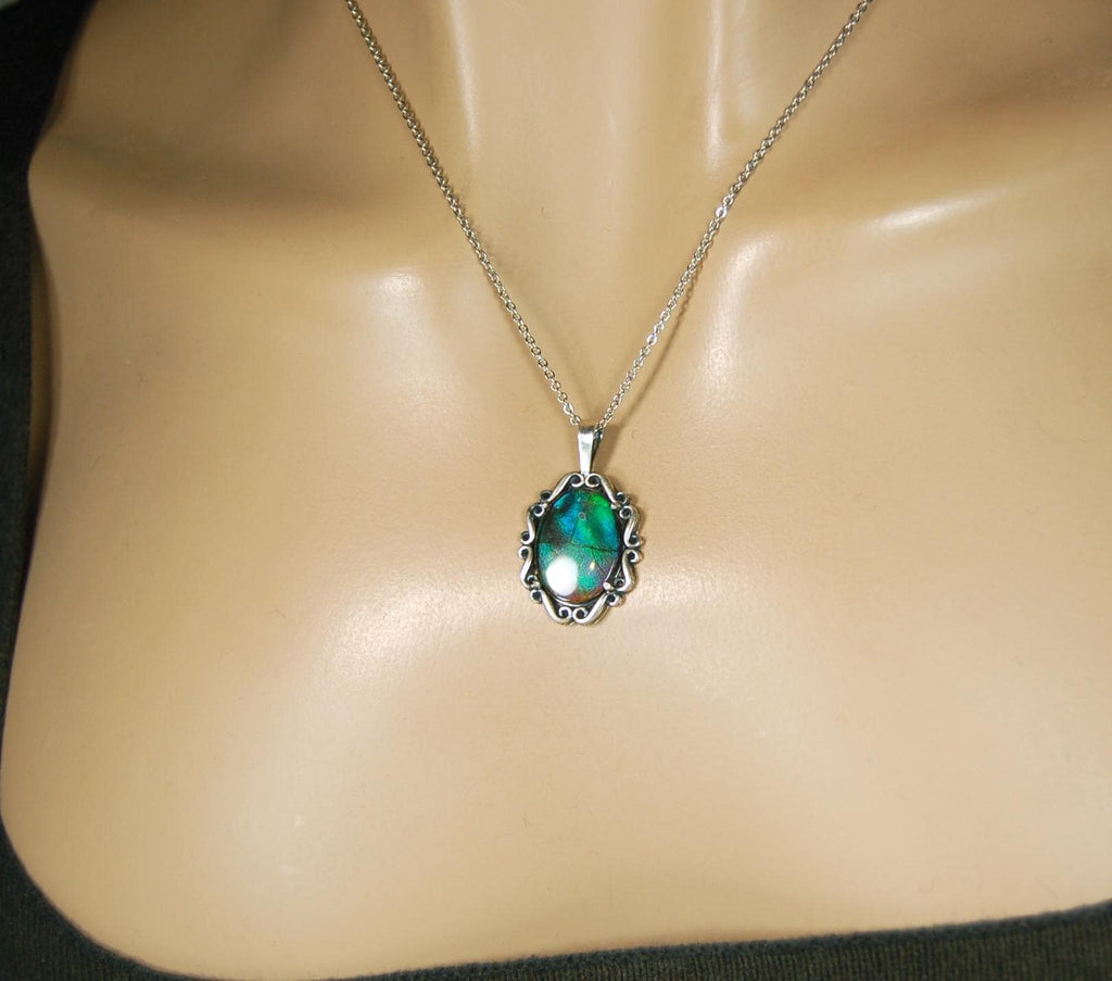 Ammolite pendant in blue/green colors.Color changing gemstone.Gift for wife.Metaphysical gemstones.Organic gems.MUST See video.072615